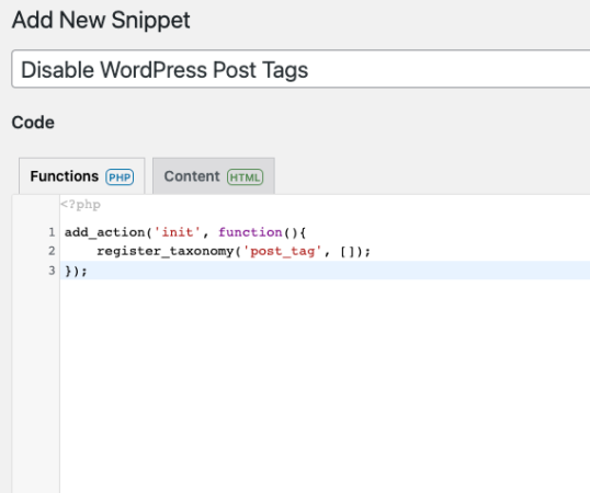 Disable WordPress Post Tags