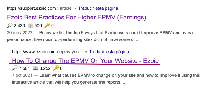 Ezoic EPMV - Google